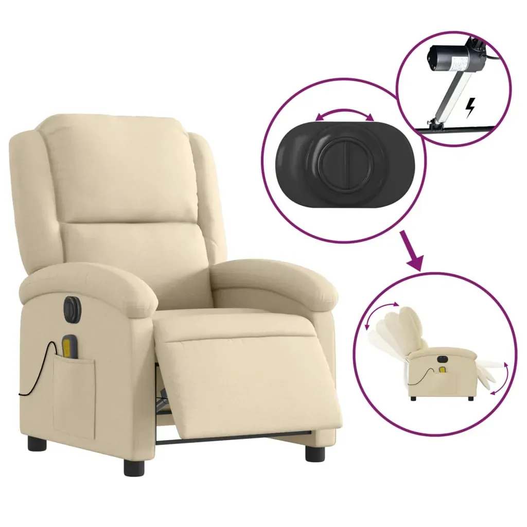Electric Massage Recliner Chair Cream Fabric Price