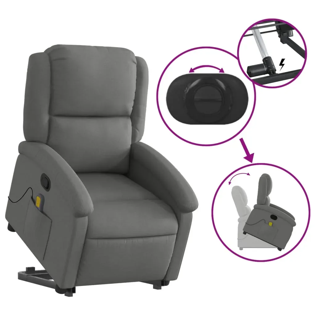 Stand up Massage Recliner Chair Dark Grey Fabric Price