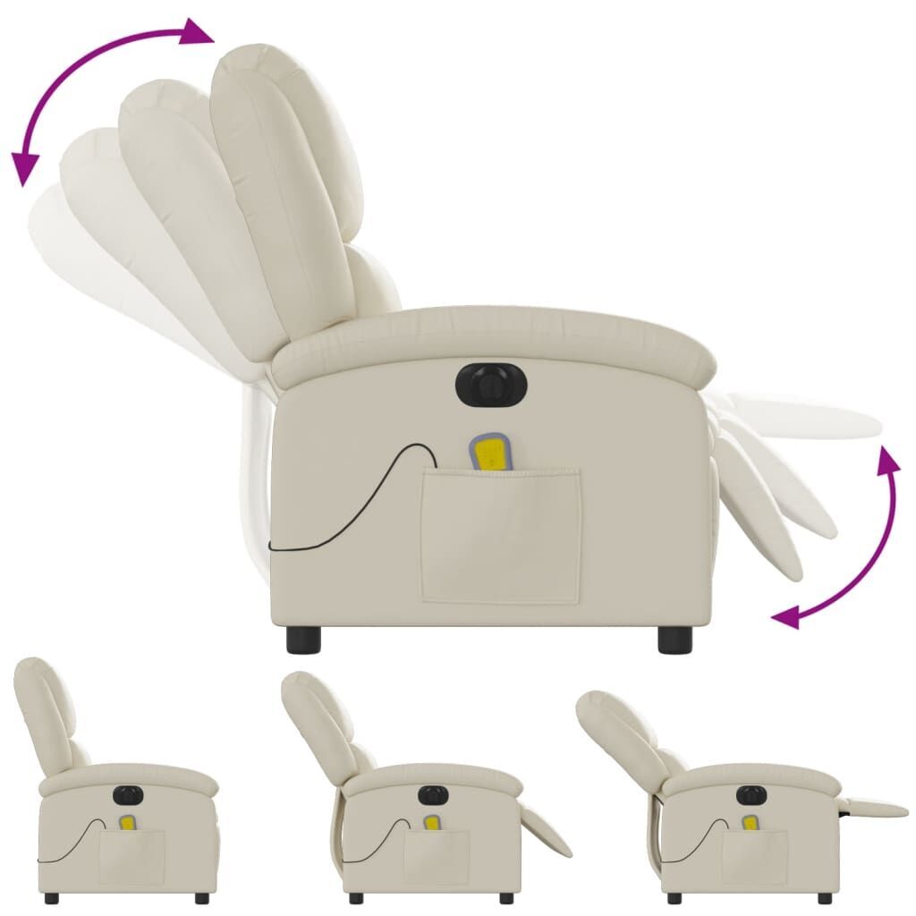 Electric Massage Recliner Chair Cream Faux Leather Price