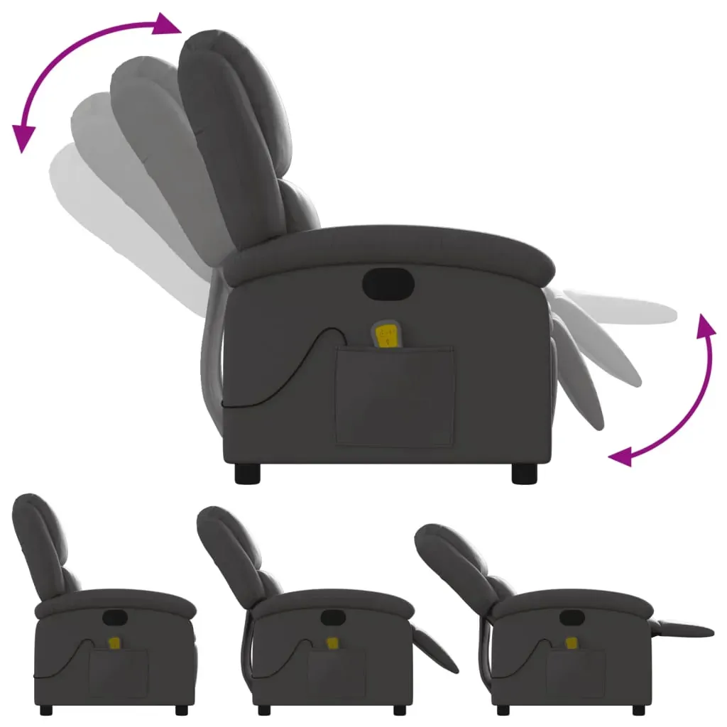 Massage Recliner Chair Grey Real Leather Price