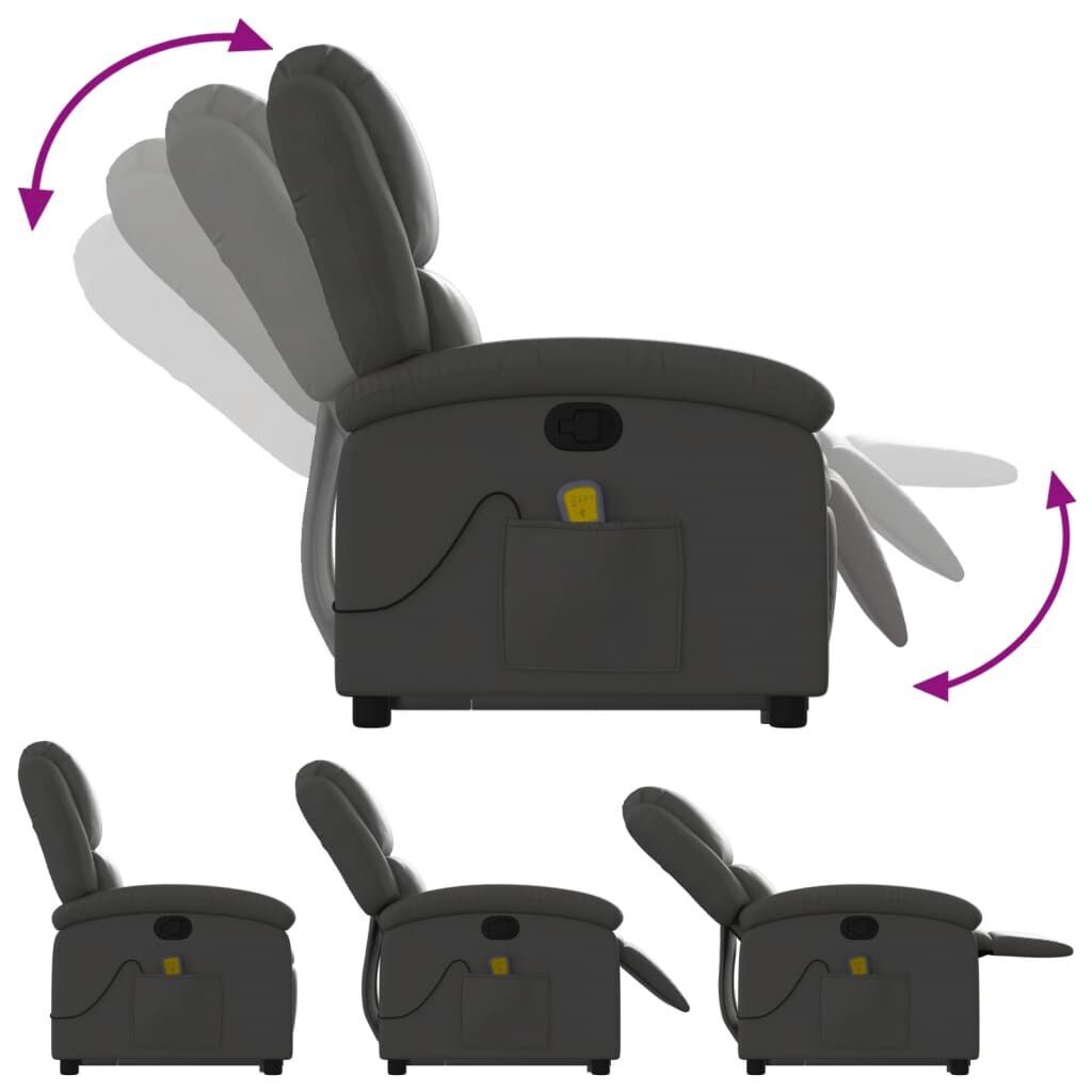 Stand up Massage Recliner Chair Grey Real Leather Price