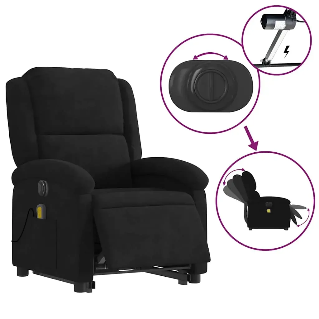 Electric Stand up Massage Recliner Chair Black Velvet Price