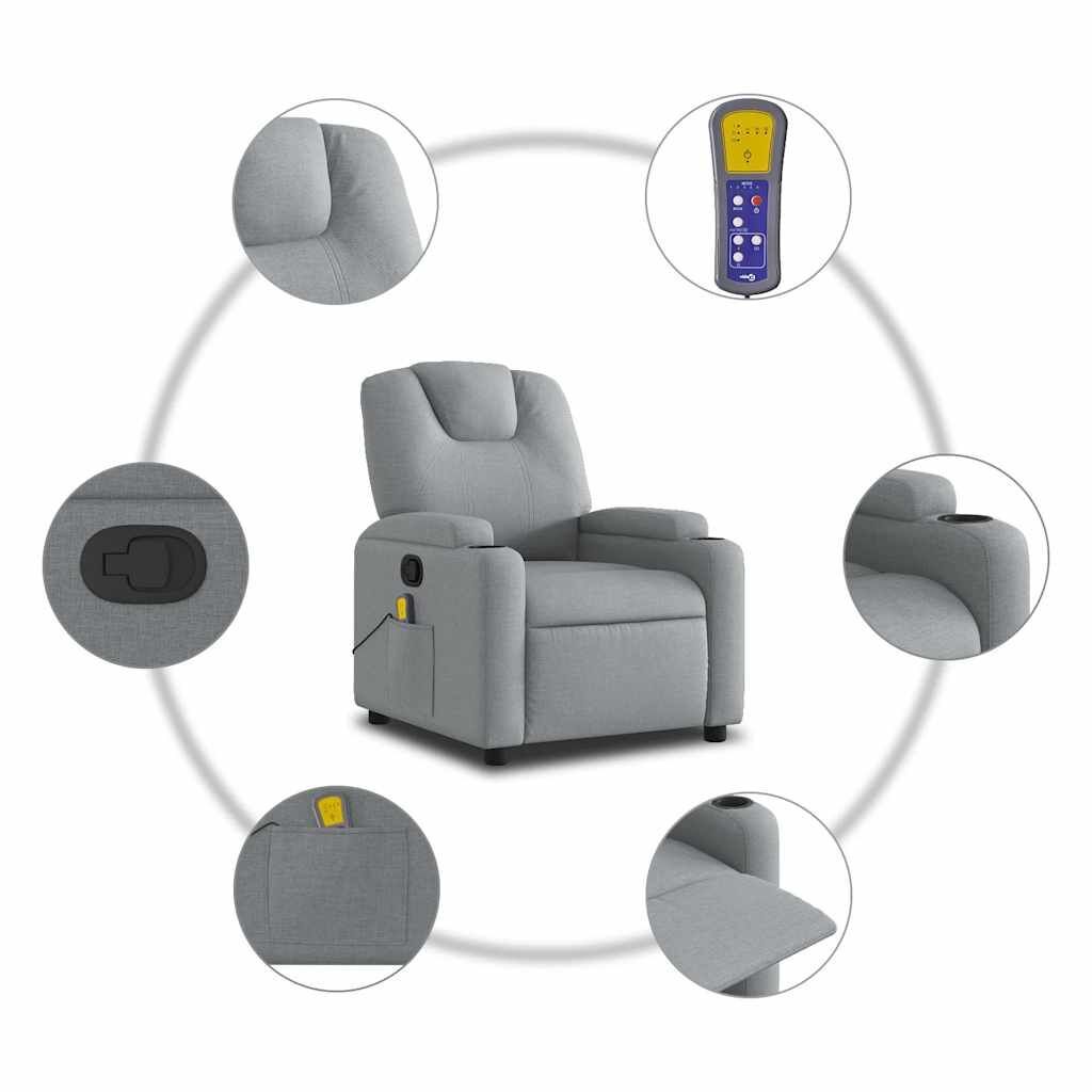 Massage Recliner Chair Light Grey Fabric Price