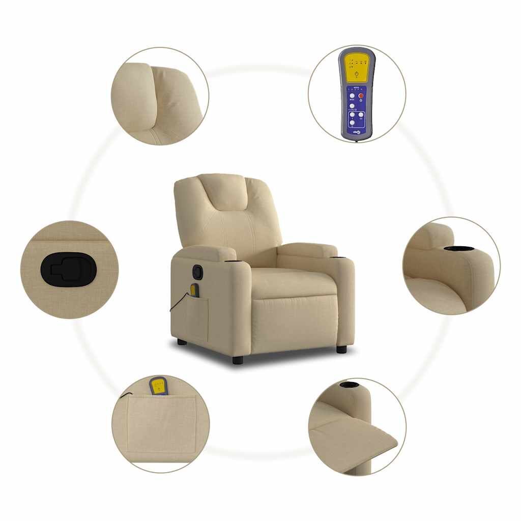 Massage Recliner Chair Cream Fabric Price