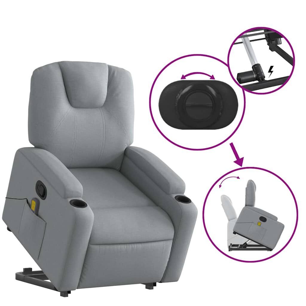 Stand up Massage Recliner Chair Light Grey Fabric Price
