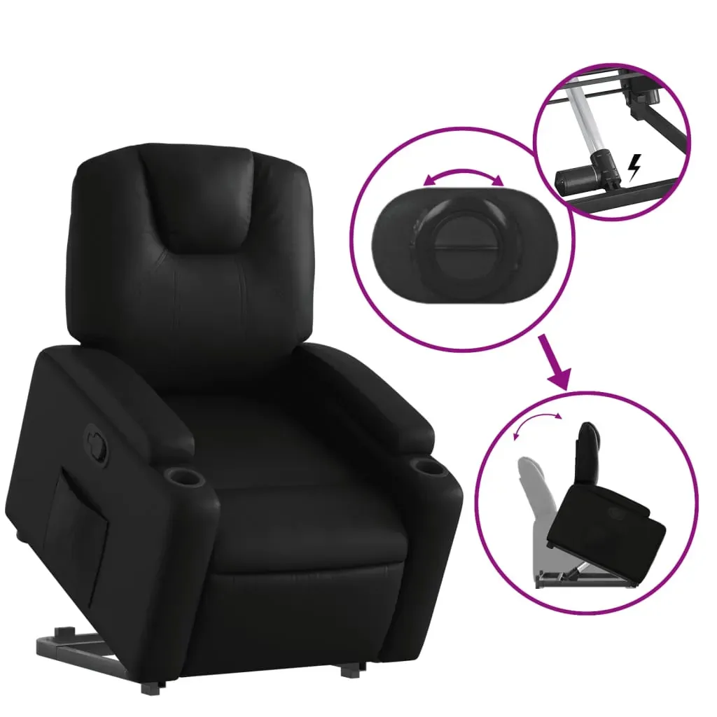 Stand up Recliner Chair Black Faux Leather Price