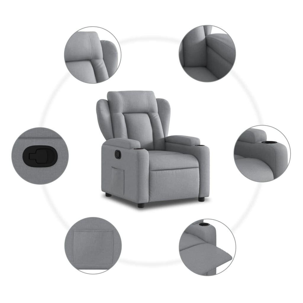 Recliner Chair Light Grey Fabric Price