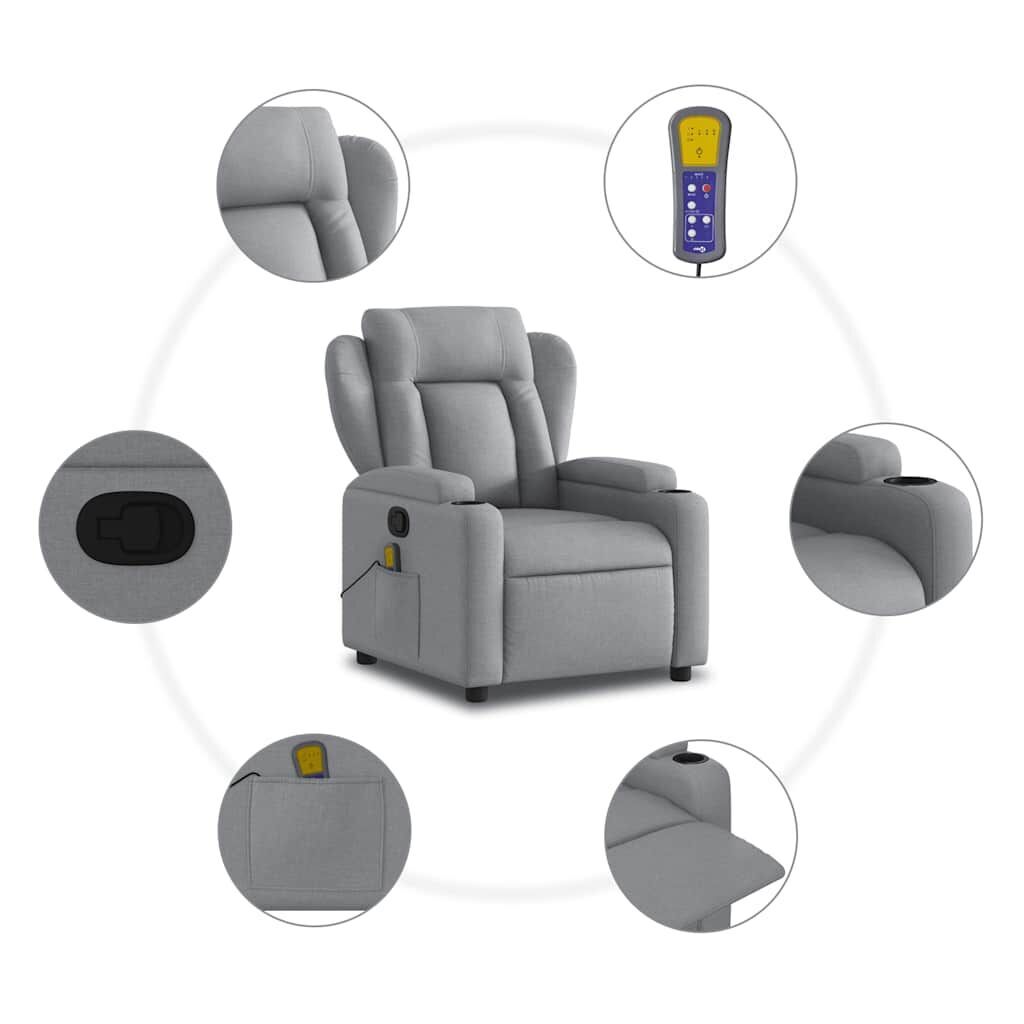 Massage Recliner Chair Light Grey Fabric Price