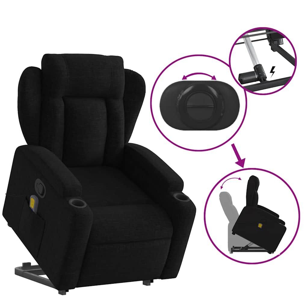 Stand up Massage Recliner Chair Black Fabric Price