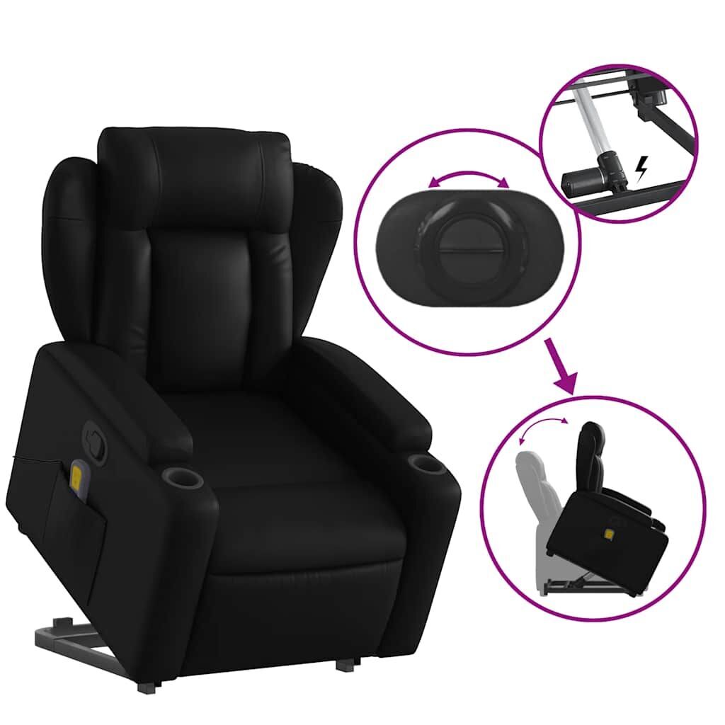 Stand up Massage Recliner Chair Black Faux Leather Price
