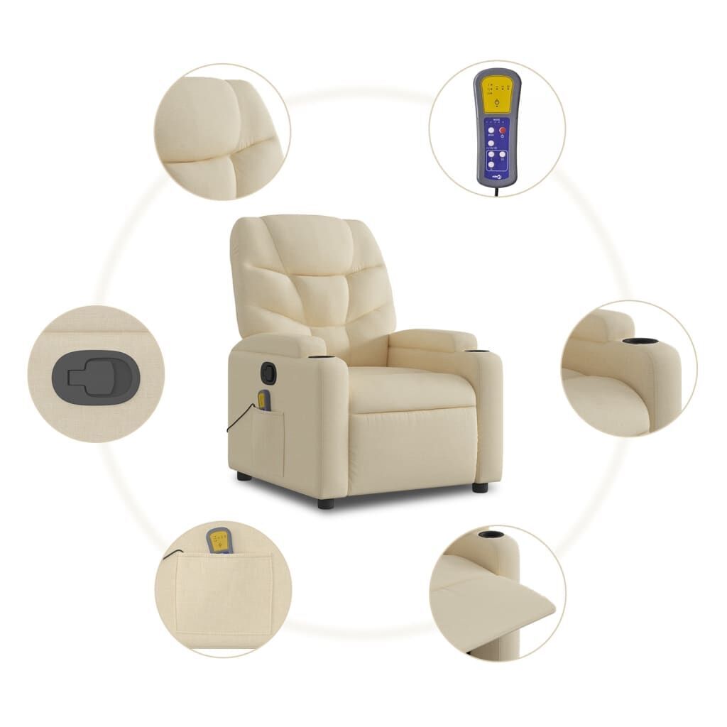 Massage Recliner Chair Cream Fabric Price