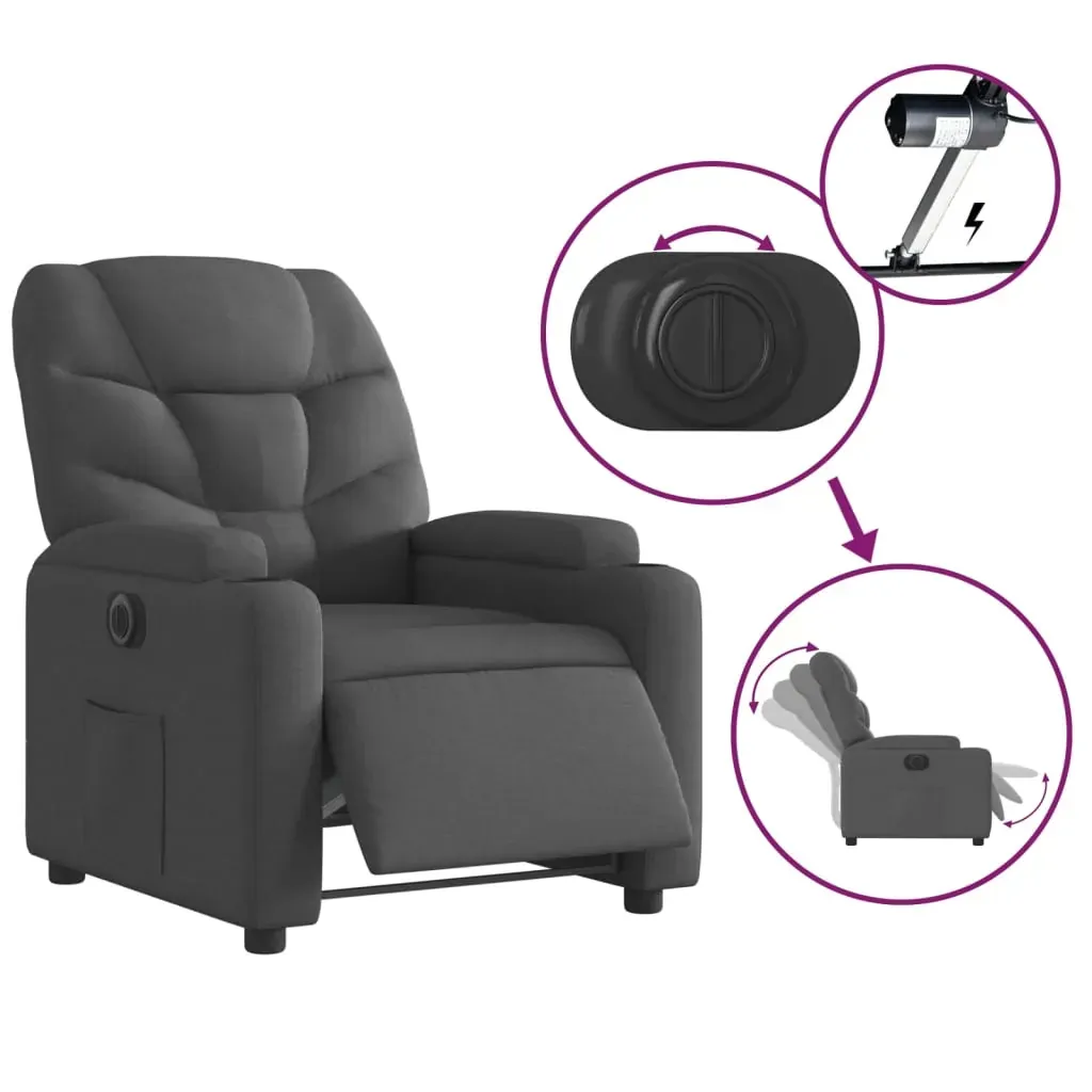 Electric Recliner Chair Dark Grey Fabric Price