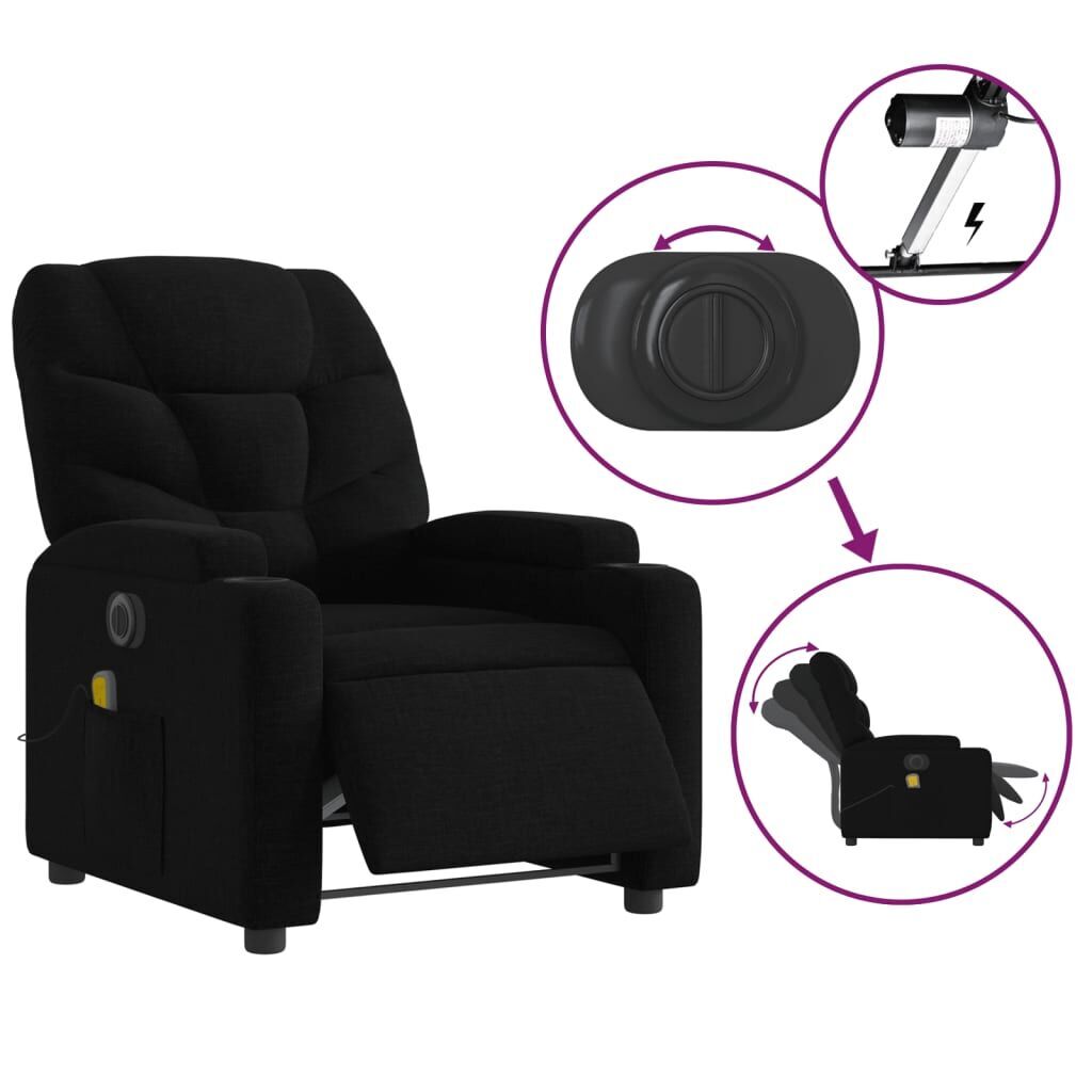Electric Massage Recliner Chair Black Fabric Price