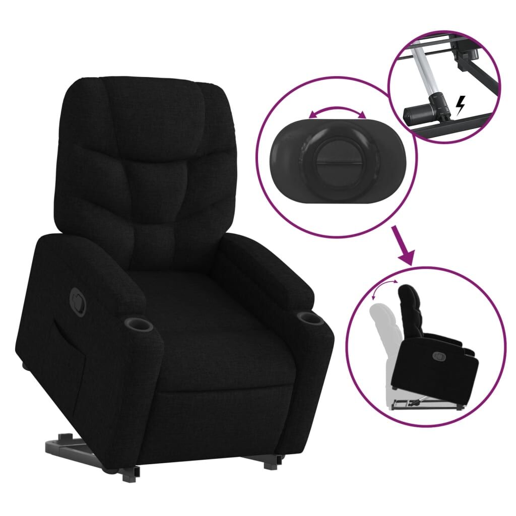 Stand up Recliner Chair Black Fabric Price