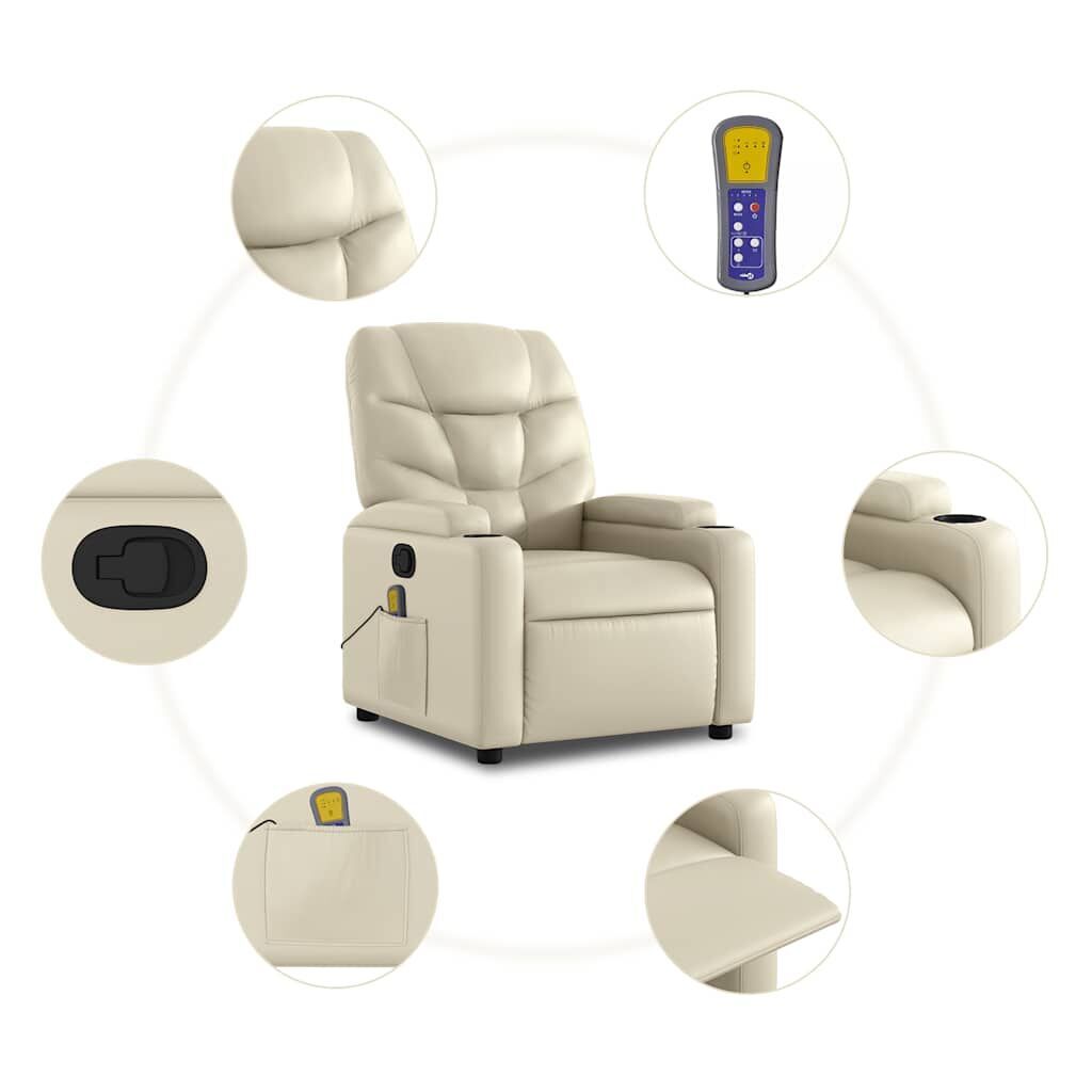 Massage Recliner Chair Cream Faux Leather Price