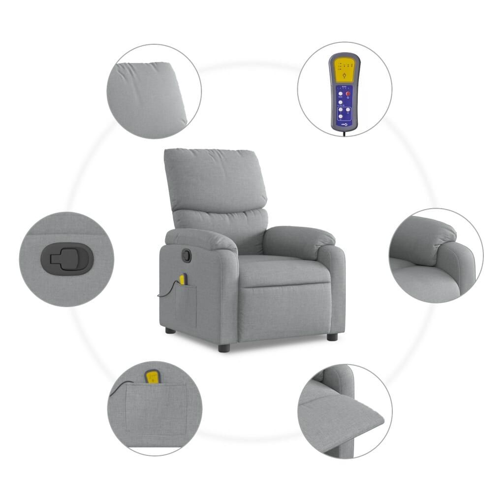 Massage Recliner Chair Light Grey Fabric Price