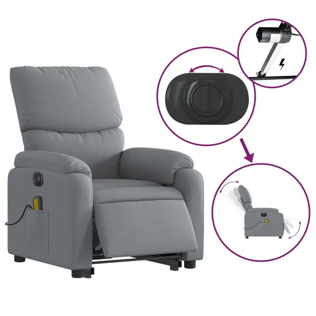Electric Stand up Massage Recliner Chair Light Grey Fabric Price