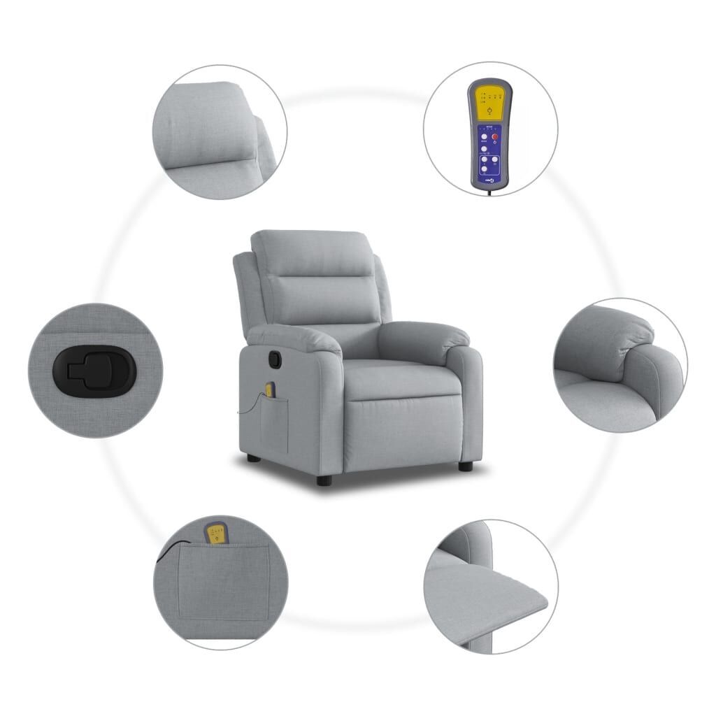 Massage Recliner Chair Light Grey Fabric Price