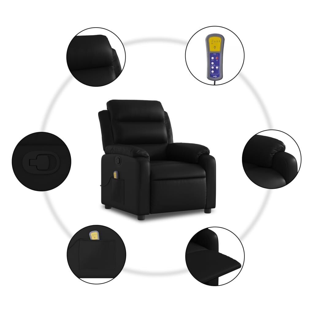 Massage Recliner Chair Black Faux Leather Price