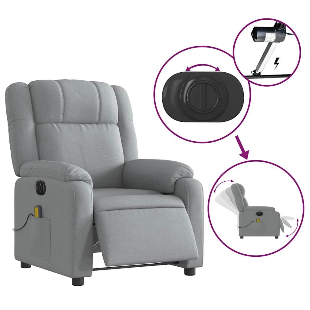 Electric Massage Recliner Chair Light Grey Fabric Price