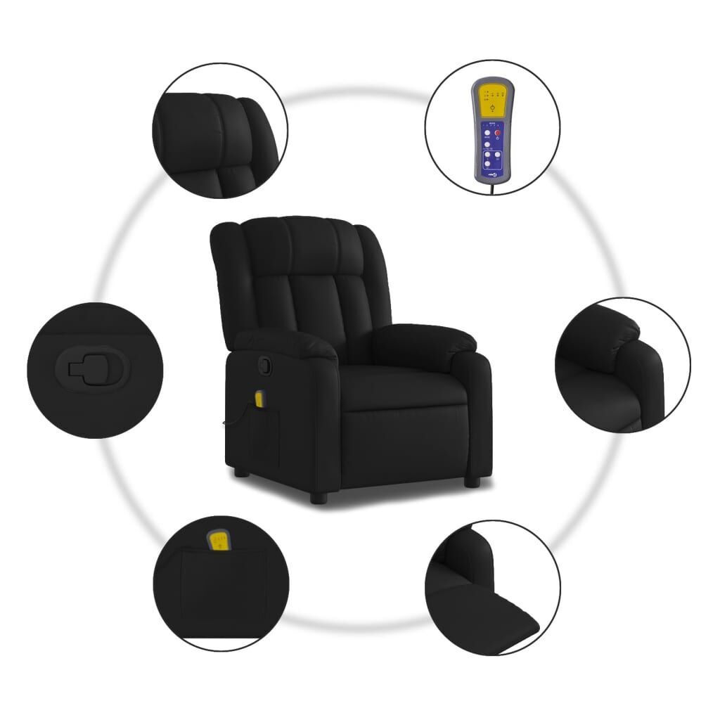 Massage Recliner Chair Black Faux Leather Price