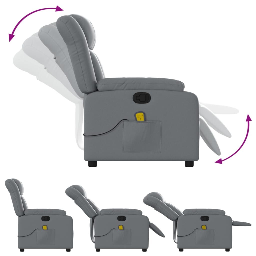 Massage Recliner Chair Grey Faux Leather Price