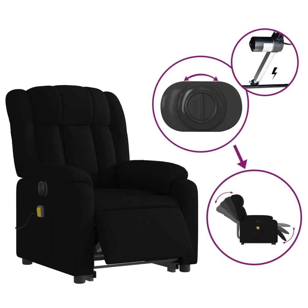 Electric Stand up Massage Recliner Chair Black Faux Leather Price