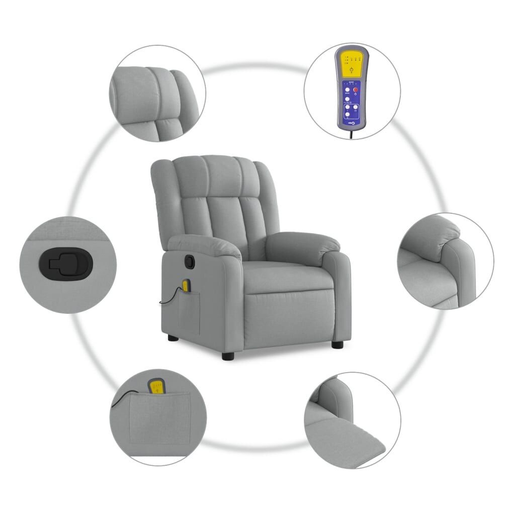Massage Recliner Chair Light Grey Fabric Price