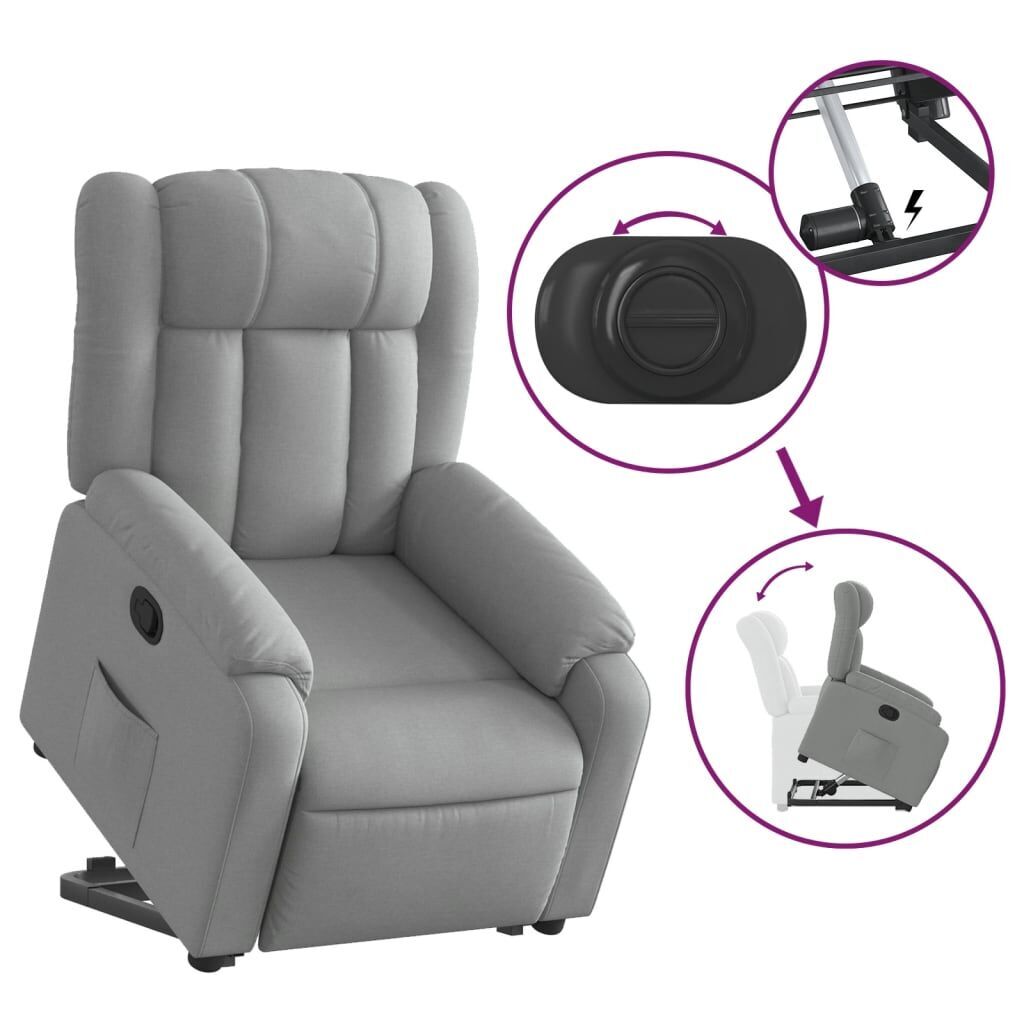 Stand up Massage Recliner Chair Light Grey Fabric Price