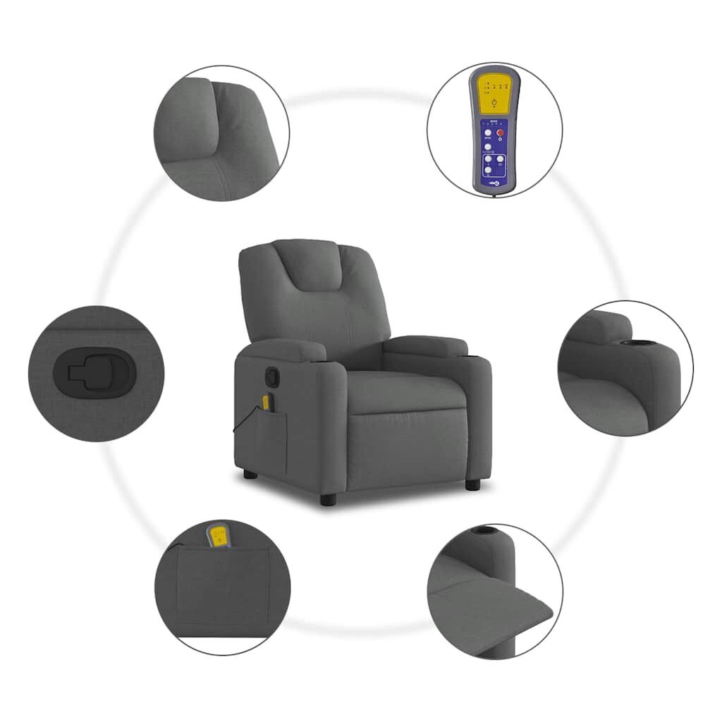 Massage Recliner Chair Dark Grey Fabric Price