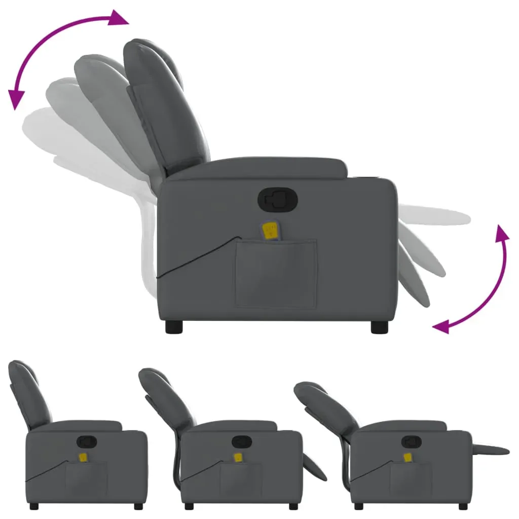 Massage Recliner Chair Grey Faux Leather Price