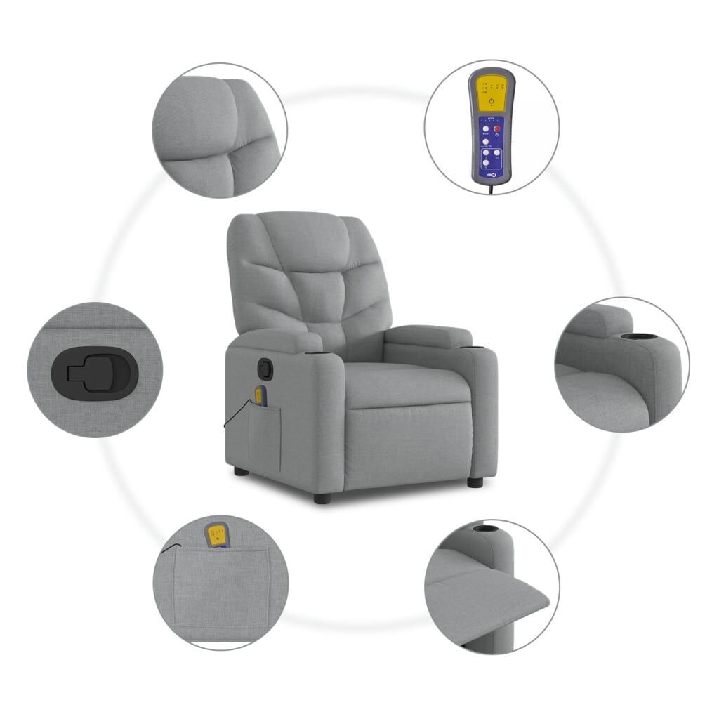 Massage Recliner Chair Light Grey Fabric Price