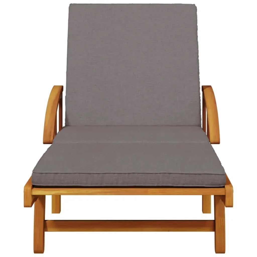 Sun Lounger with Cushion and Table Solid Wood Acacia Price