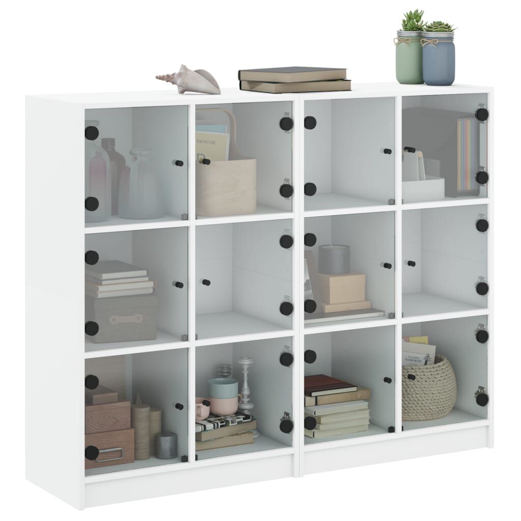 Bookcase with Doors White 136x37x109 cm Engineered Wood Price
