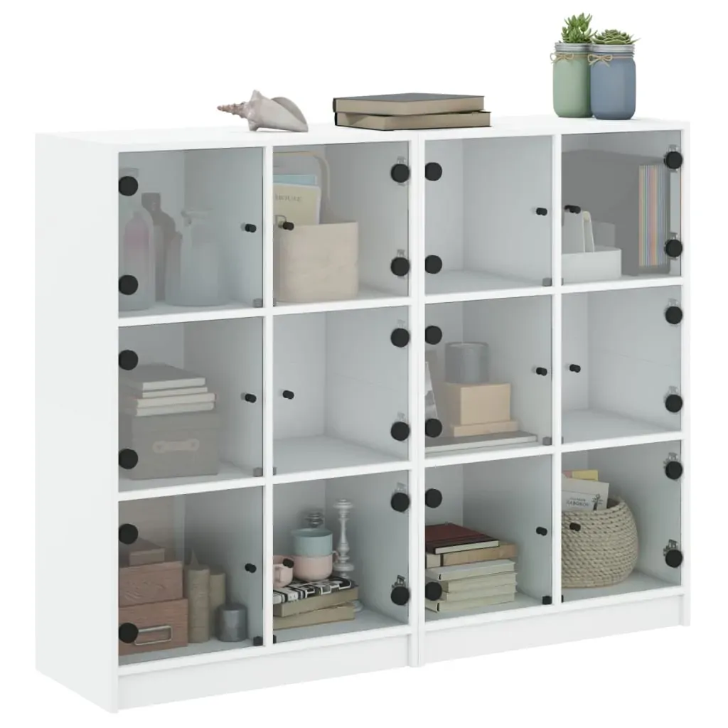 Bookcase with Doors White 136x37x109 cm Engineered Wood Price