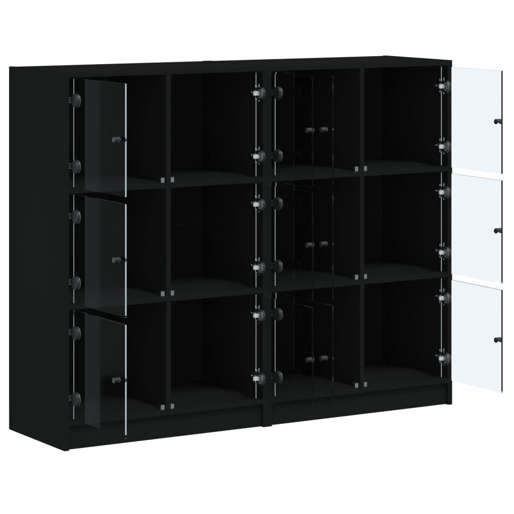 Bookcase with Doors Black 136x37x109 cm Engineered Wood Price