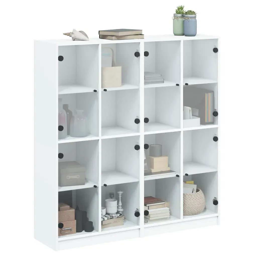 Bookcase with Doors White 136x37x142 cm Engineered Wood Price