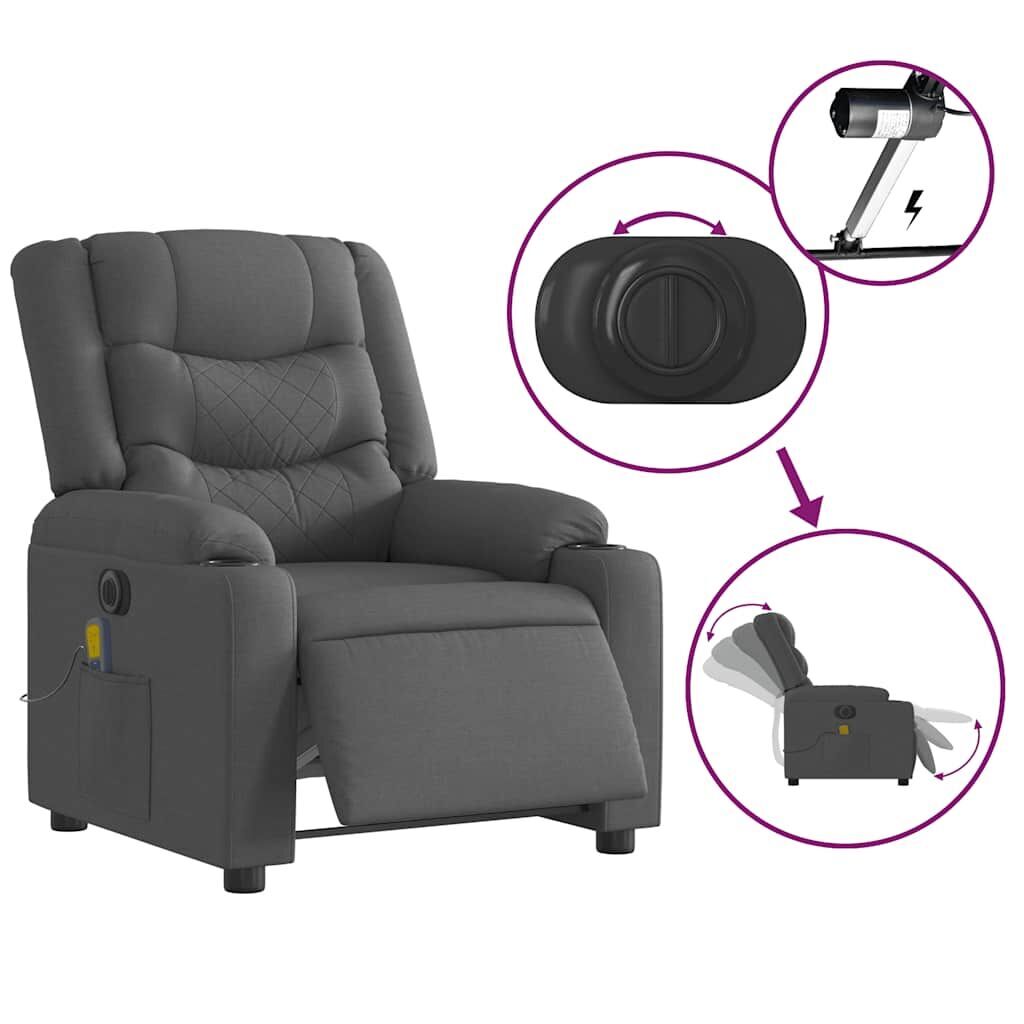 Electric Massage Recliner Chair Dark Grey Fabric Price
