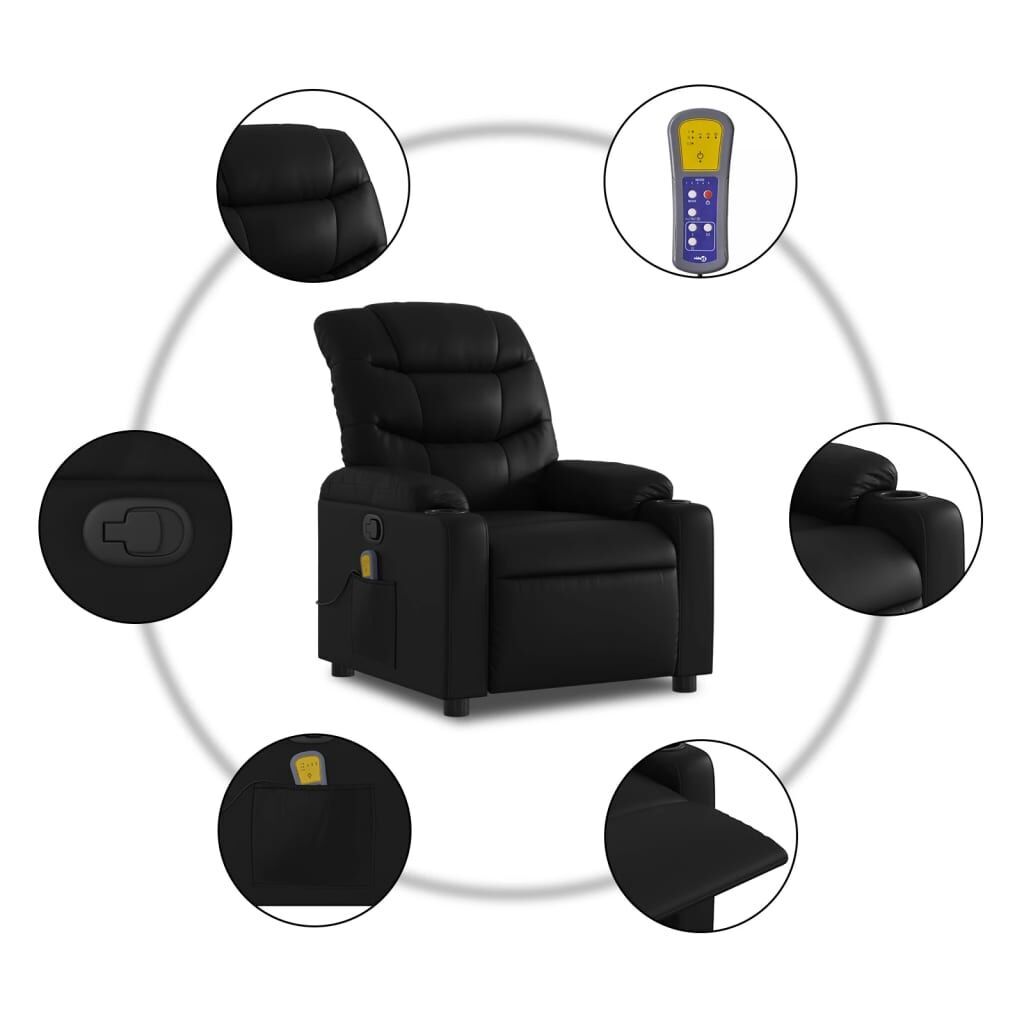 Massage Recliner Chair Black Faux Leather Price