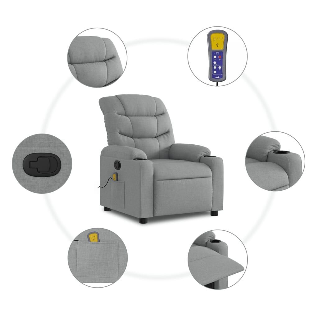 Massage Recliner Chair Light Grey Fabric Price