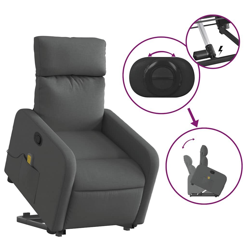 Stand up Massage Recliner Chair Dark Grey Fabric Price