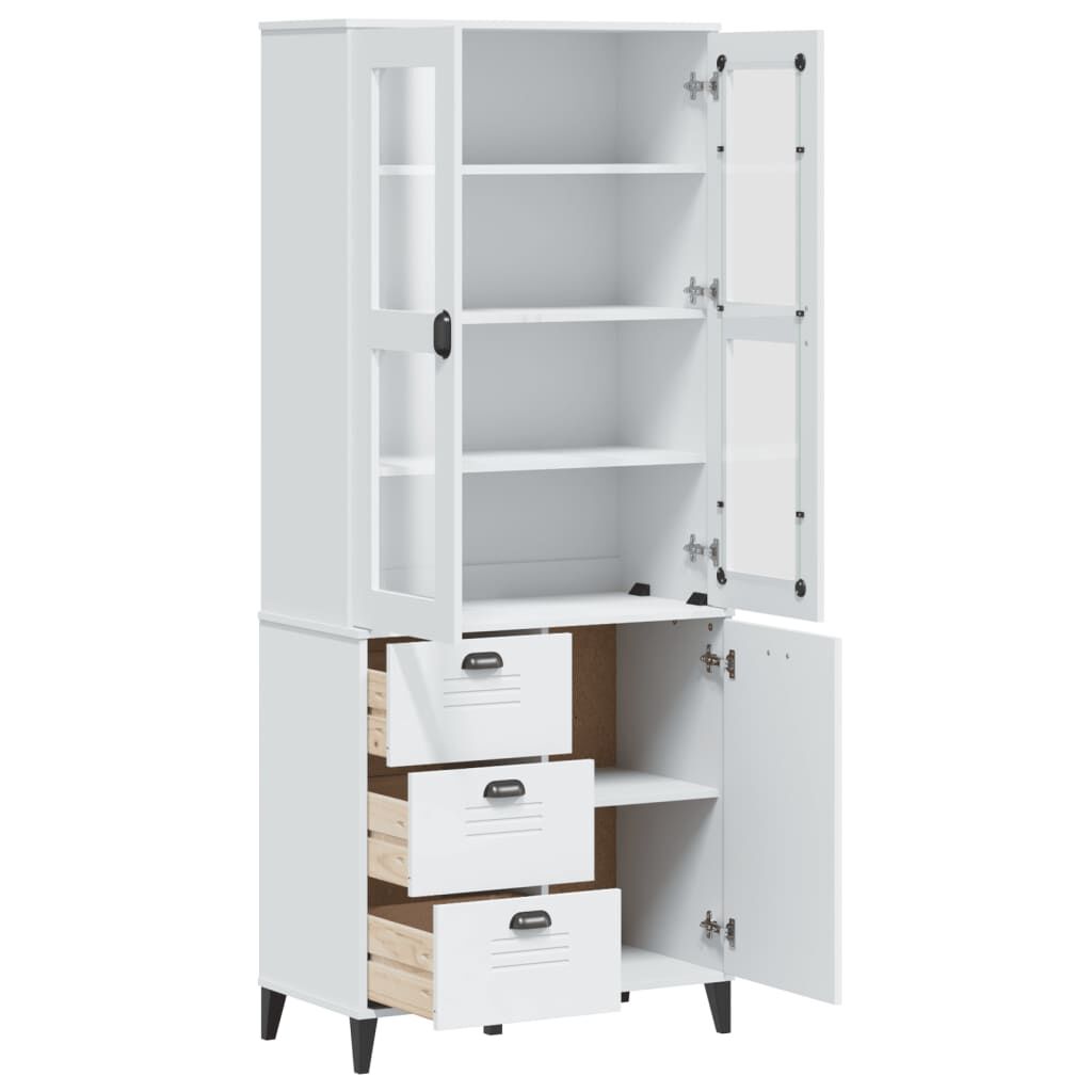 Highboard VIKEN White 80x40x190 cm Solid Wood Pine Price