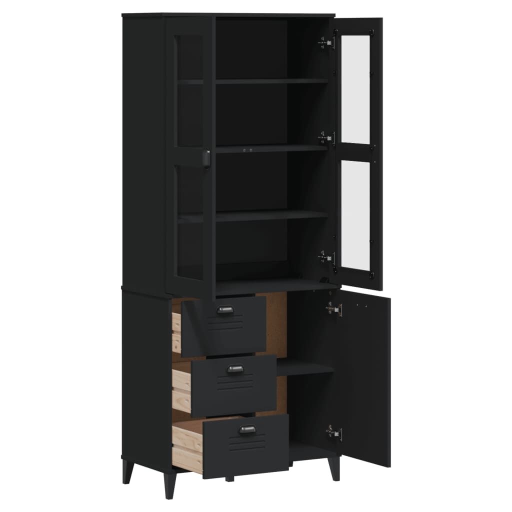 Highboard VIKEN Black 80x40x190 cm Solid Wood Pine Price