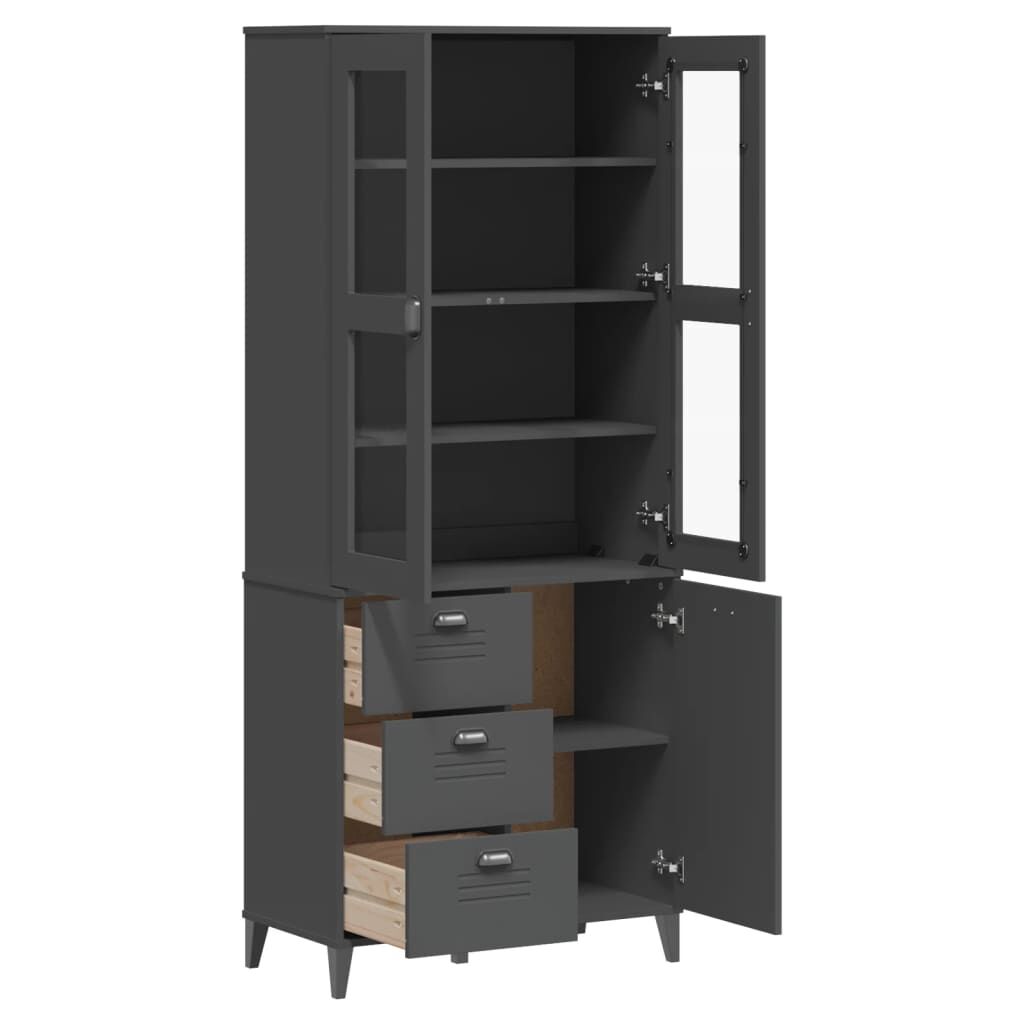Highboard VIKEN Anthracite Grey 80x40x190 cm Solid Wood Pine Price