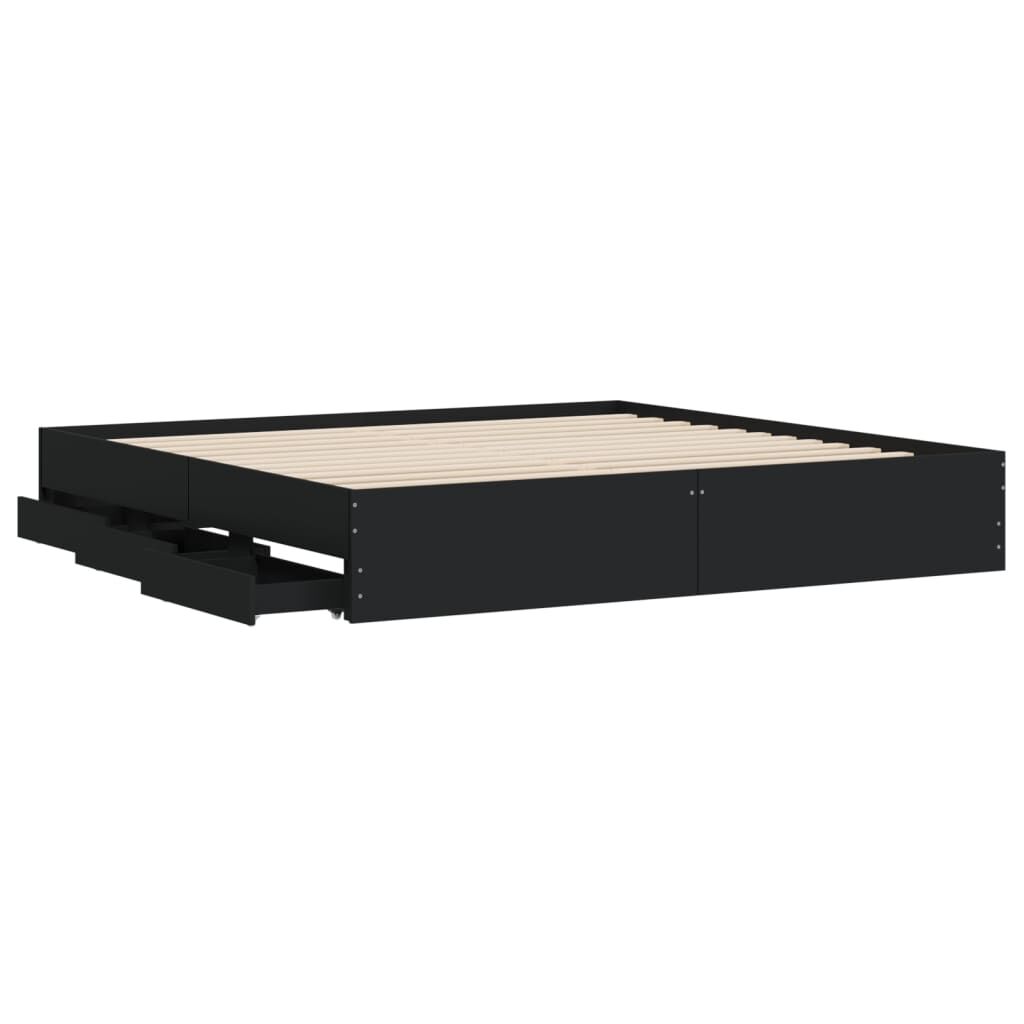 Bed Frame with Drawers without Mattress Black 183x203 cm King Price