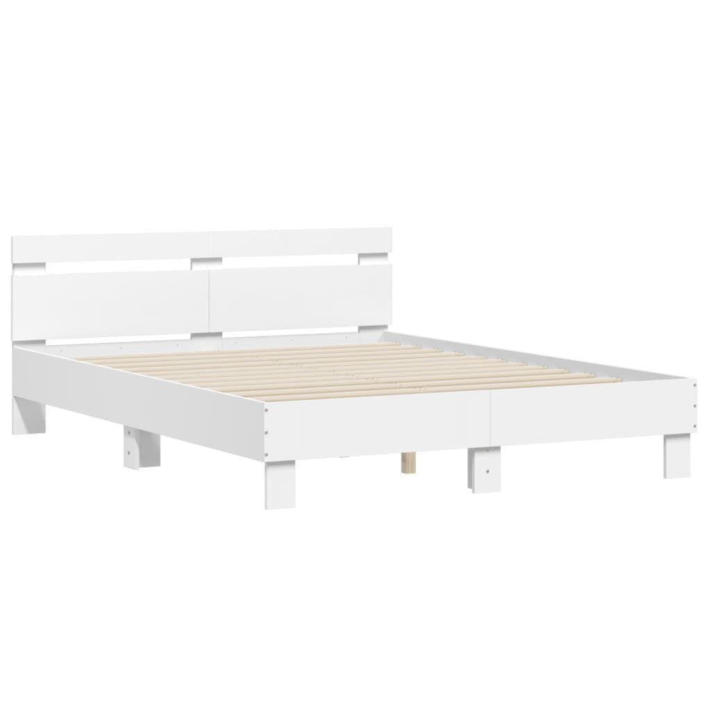Bed Frame with LED without Mattress White 150x200 cm Price