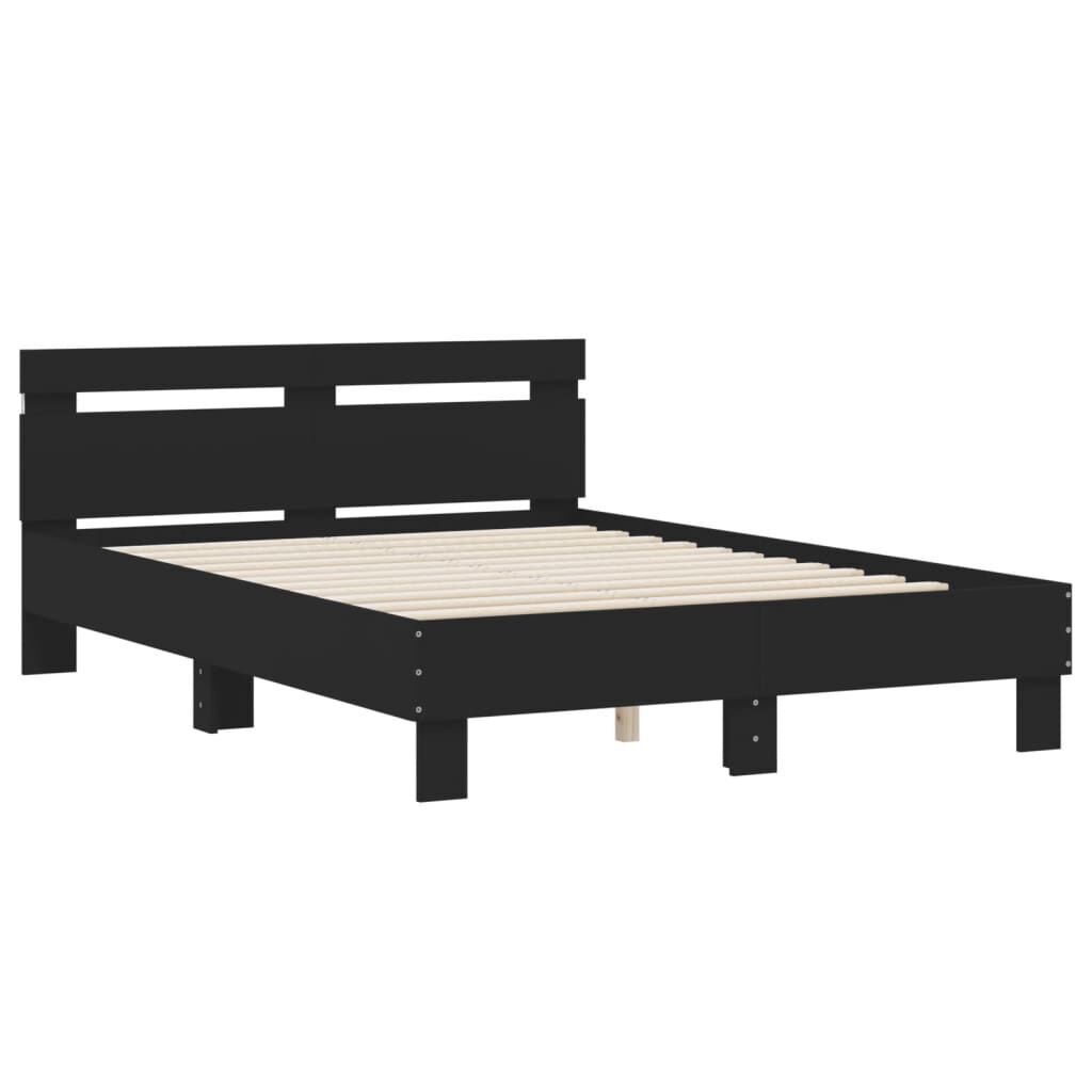 Bed Frame with LED without Mattress Black 135x190 cm Price
