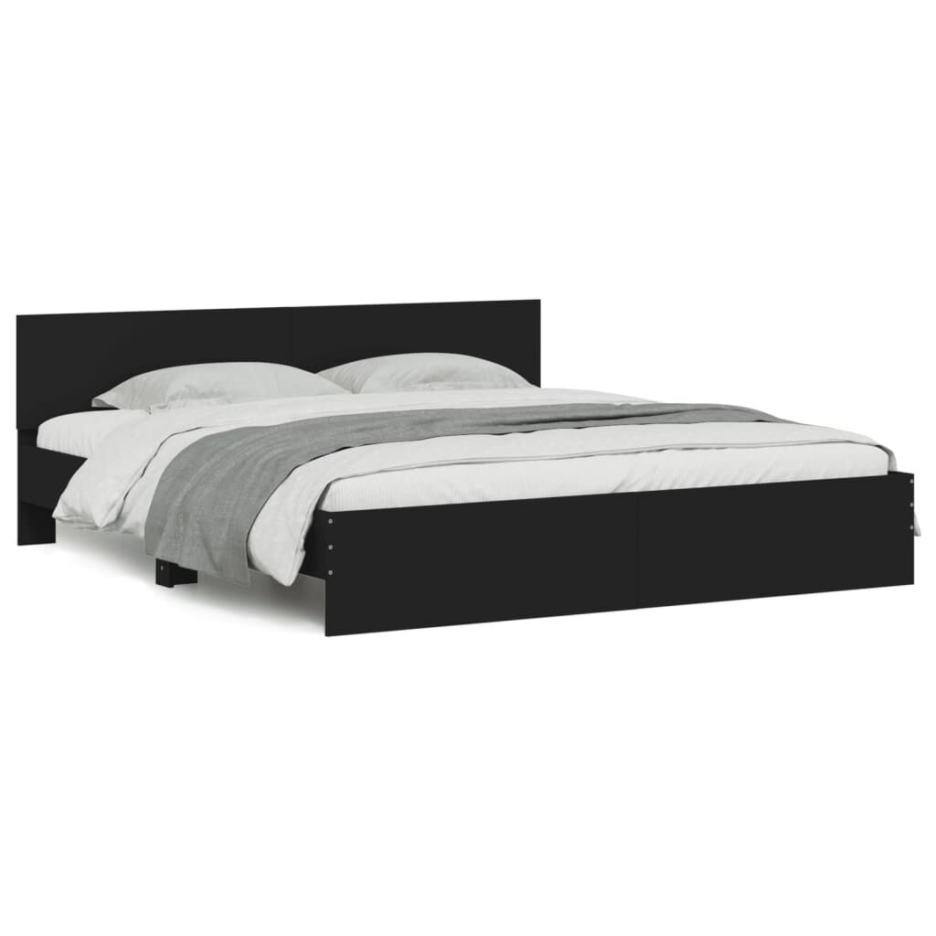 Bed Frame with LED without Mattress Black 183x203 cm King Price