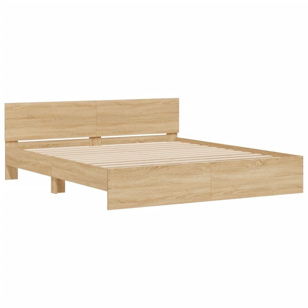 Bed Frame with LED without Mattress Sonoma Oak 183x203 cm King Price