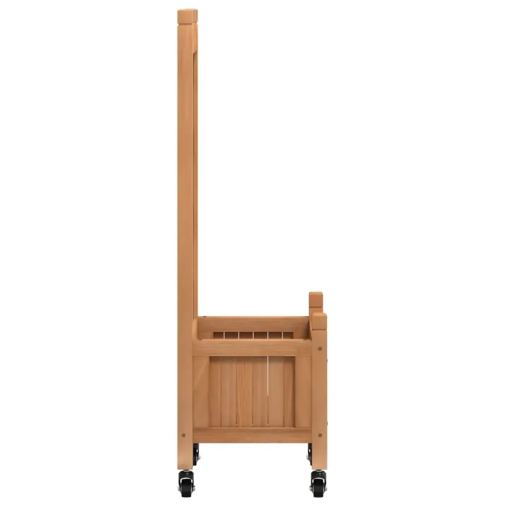 Planter with Trellis and Wheels Brown Solid Wood Fir Price